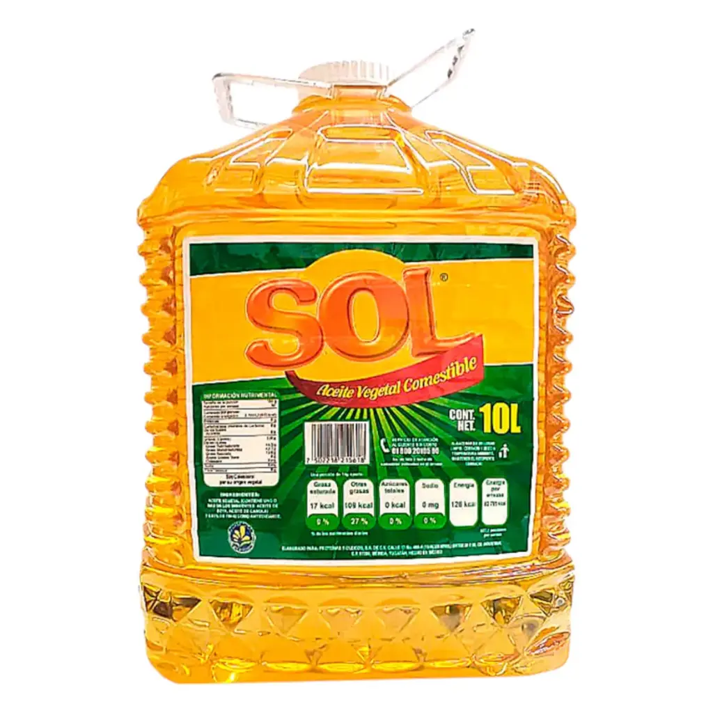 ACEITE VEGETAL SIN COLESTEROL SOL 10 LT