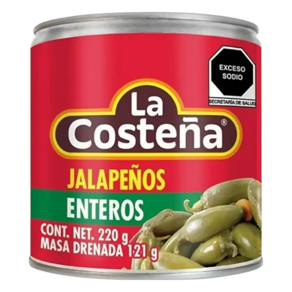 CHILES JALAPEÑOS ENTEROS COSTEÑA 220 GR