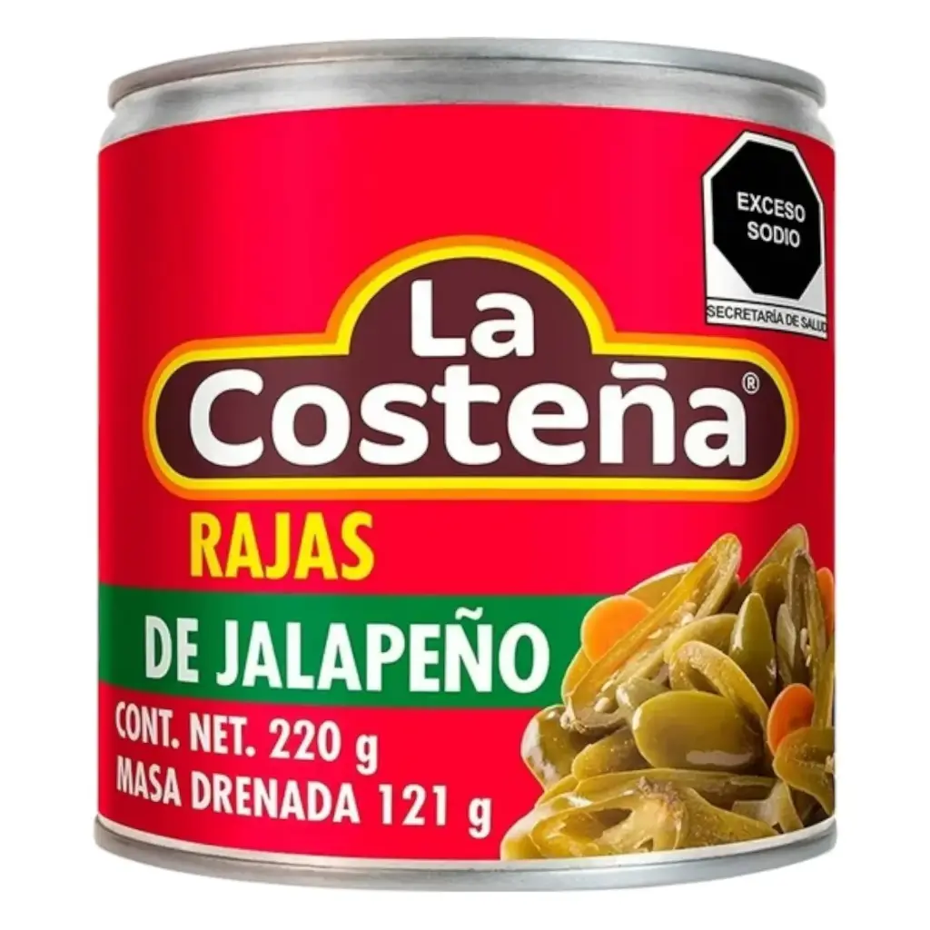 [CHIJALRAJ 22-220G] CHILES JALAPEÑOS RAJAS COSTEÑA 220 GR