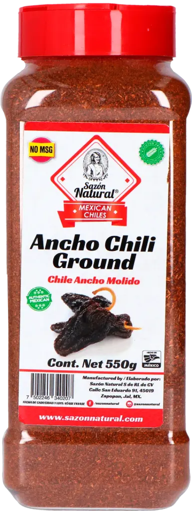 [CHIANCMOL NA-550G] CHILE ANCHO MOLIDO SAZON NATURAL 550 G