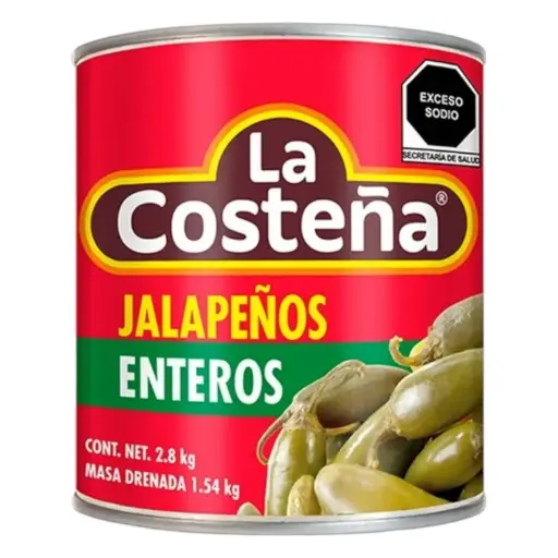 [JALENTLA 2.-2.8KG] JALAPEÑOS ENTEROS LA COSTEÑA 2.8 KG