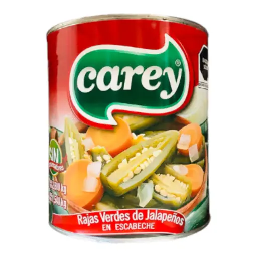[RAJVERDE EN-2.8KG] RAJAS VERDES DE JALAPEÑOS EN ESCABECHE CAREY 2.8 KG