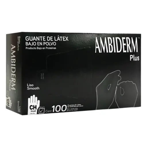[GUALATNEG AM-100PIEZA] GUANTE LATEX NEGRO M AMBIDERM 100 PZ