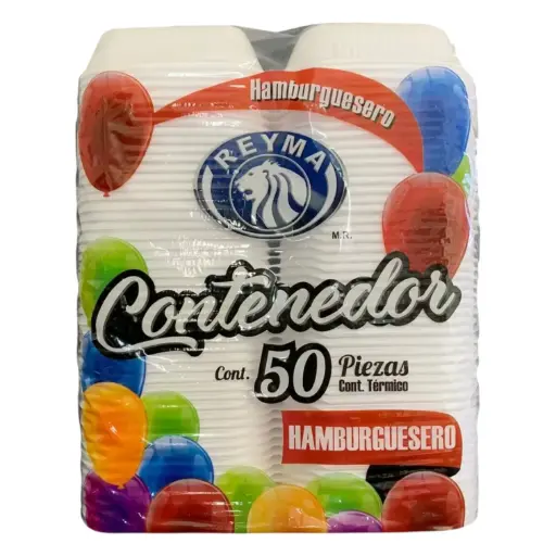 [CONHAMREY PZ-50PIEZA] CONTENEDOR HAMBURGUESA REYMA 50 PZ